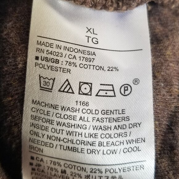 Banana Republic Quilted Pullover Sweatshirt Brown Half Zip Size XL - Picture 7 of 9